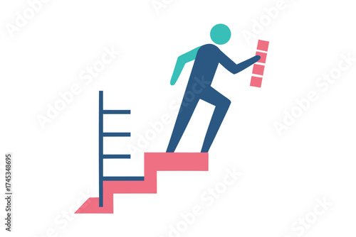 Simple graphical representation of ambition, growth, career advancement, and ladder building