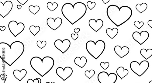 Seamless pattern of hand drawn hearts perfect for valentines day, wedding, or any love themed design