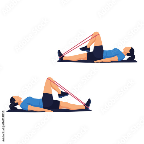 Resistance Band Leg Exercise for Physical Therapy and Fitness.