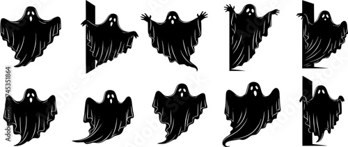 Dark Ghost Silhouettes – Spooky Halloween Vector Spirit Icons.