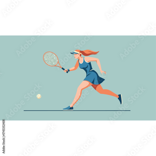 Tennis player in action chasing the ball on the court.