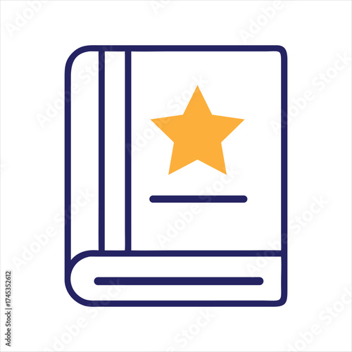 Star Book Icon – Minimal Vector Symbol for Favorite Reads, Awards, and Educational UI