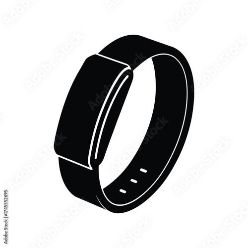 Black modern fitness tracker wristband, minimalist wearable technology for health and activity monitoring