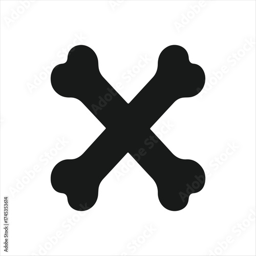 Crossed Bones Danger Symbol – Black Silhouette Hazard Icon for Warning, Poison, Risk, and Toxic Materials