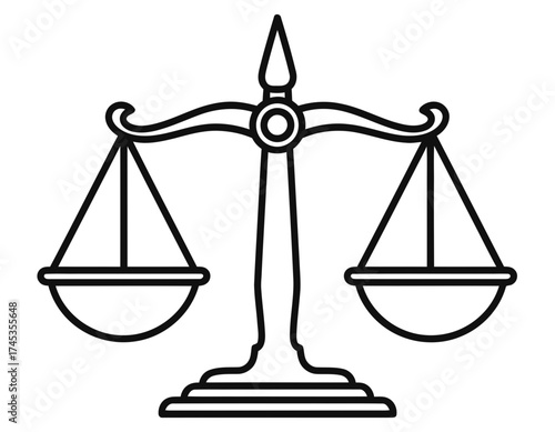 Scales of justice icon, balancing symbol representing law, fairness, and legal proceedings, often associated with courts and legal systems, used for legal and ethical concepts