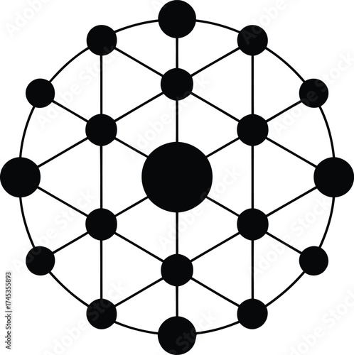Geometric network pattern with central hub connection