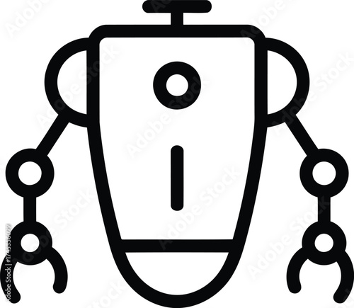 Robot icon with articulated arms android machine