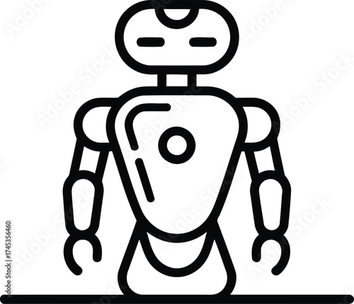 Simple line art robot icon outline symbol