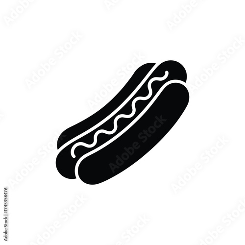 Simple Hotdog with Mustard on Transparent Background Fast Food Icon