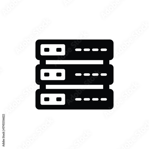 Stacked Network Servers Icon on Transparent Background in Minimalist Style