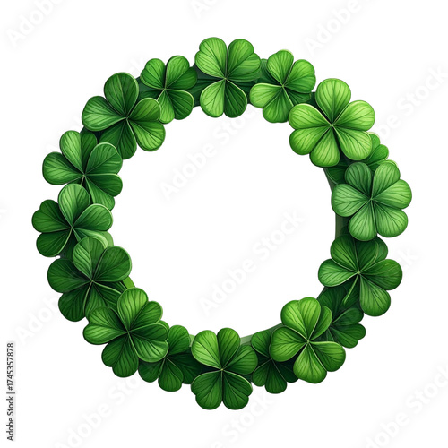  Clover Leaf Wreath Circle Natural Green Decoration PNG 