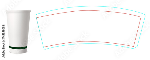 Double Wall paper Cup  Dieline , Guideline & Layout