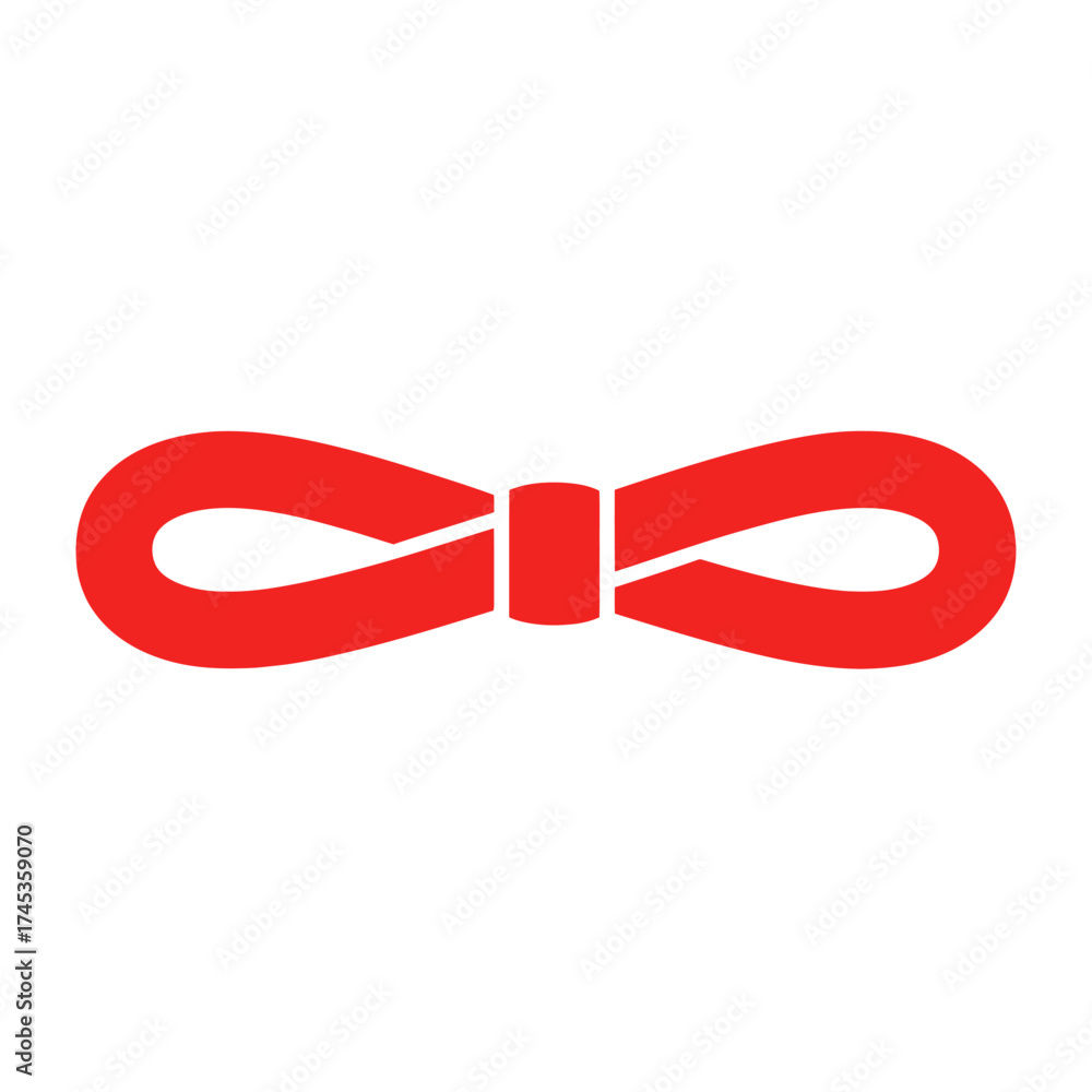 Naklejka premium Simple Red Bow Tie Graphic Icon Isolated on White.