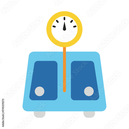 Blue Bathroom Scale with Circular Dial and Pointer.