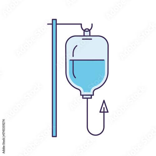 Medical intravenous drip bag on a stand illustration.