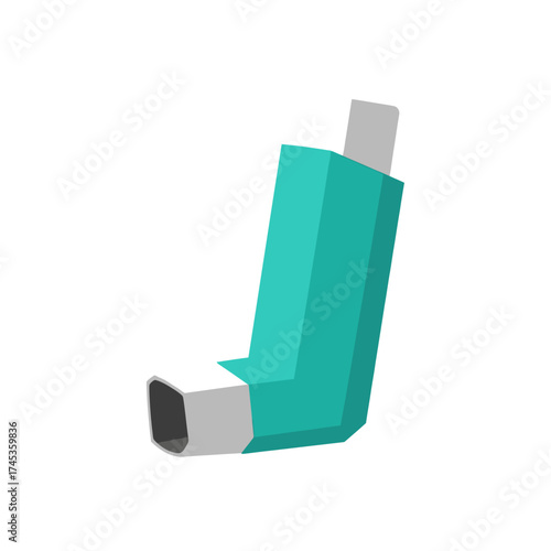 Green and white asthma inhaler for respiratory relief.