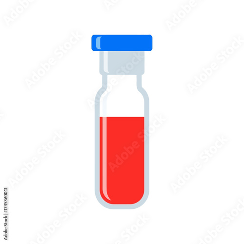 Blood sample vial ready for medical analysis and laboratory testing procedures.