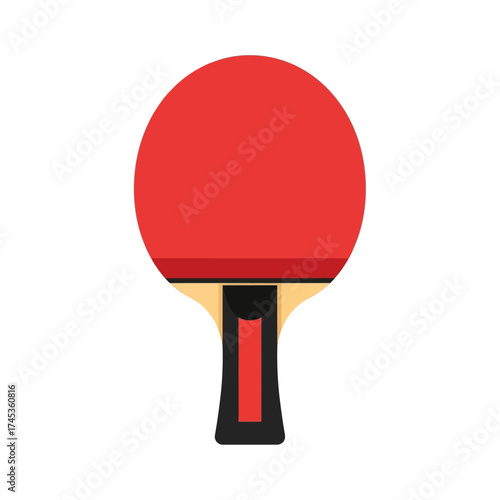 Red Ping Pong Paddle with Black Handle for Table Tennis.