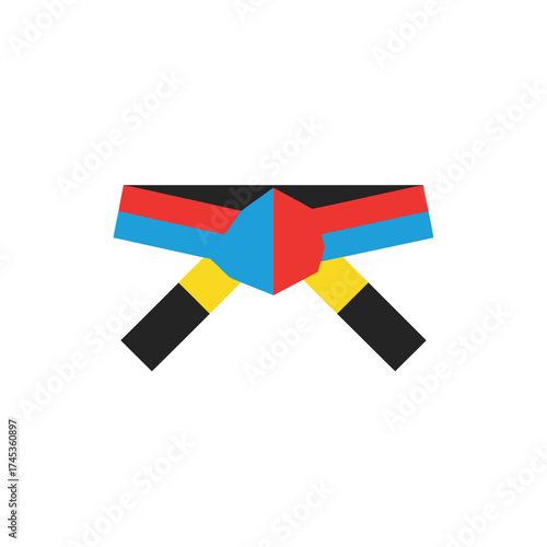 Martial Arts Belt with Red Blue and Yellow Colors.