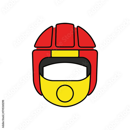 Red and Yellow Boxing Headgear for Protection and Safety During Training.