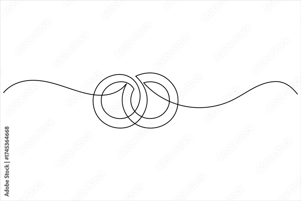 Obraz premium Wedding rings continuous one line drawing minimalist style outline illustration