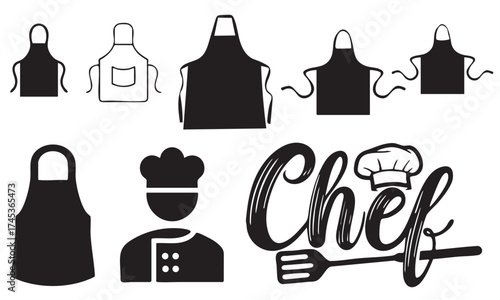 Professional Chef and Culinary Equipment Black Silhouettes Set