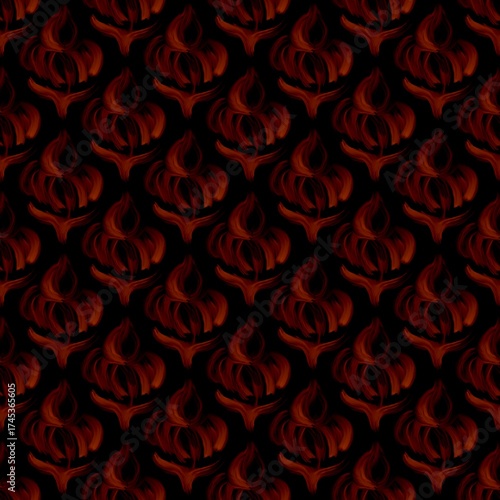 Dark Red Seamless Abstract Pattern with Brush Texture