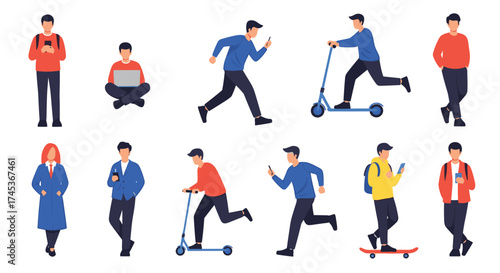 Collection of people using various modern technologies.