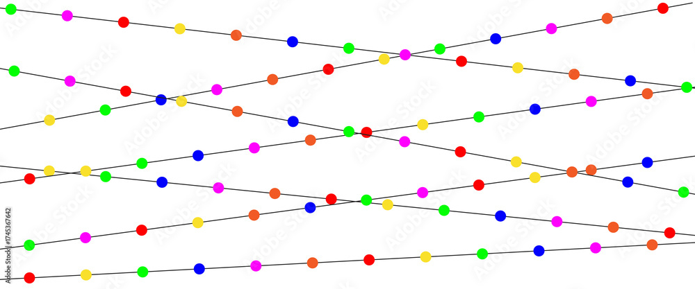 Fototapeta premium Festive colorful string lights decoration elements.