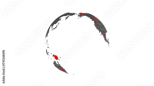 Global Business Network World Map globe with Red Dots Showing International Sales, Worldwide Connections, Corporate Expansion, Global Marketing, and International Trade Concept Transparent 4K video