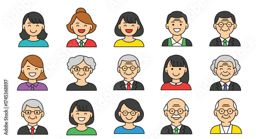 Collection of diverse cartoon people portraits for avatars.