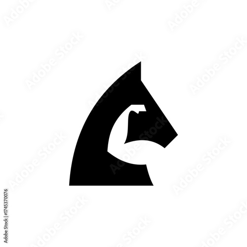  Strong Horse Head Logo with Bicep Muscle