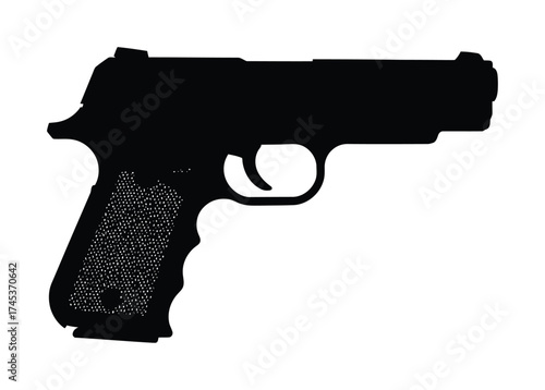 Tableau sur toile Pistol Gun Silhouette Vector Illustration for Weapon