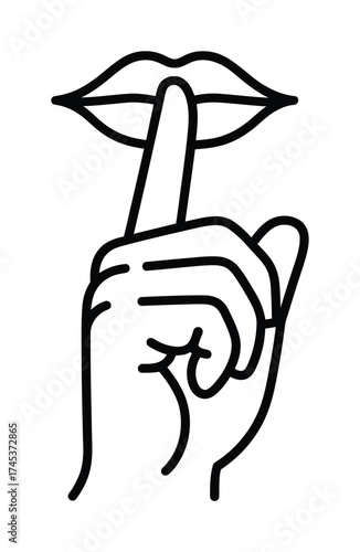 Silence gesture hand lips finger shh vector illustration