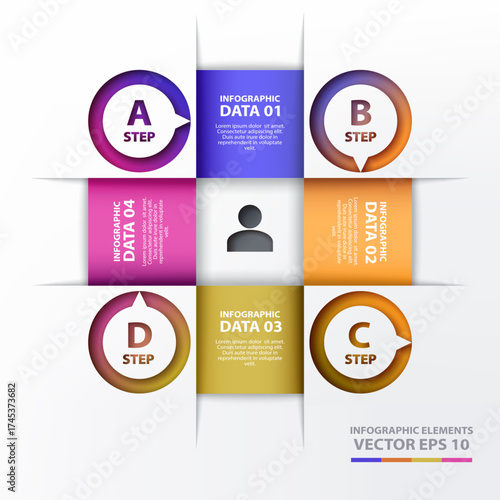 Modern infographics template style. Vector illustration. For workflow layout, diagram, step up options. Banner template icon
