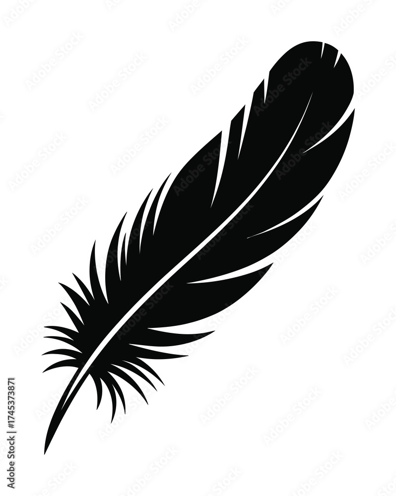 Obraz premium Feather Silhouette Vector Bird Wing Plume Nature Art Design