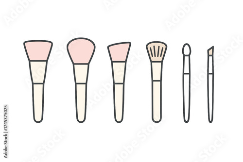 Professional cosmetic brushes assortment for makeup application and beauty enhancement