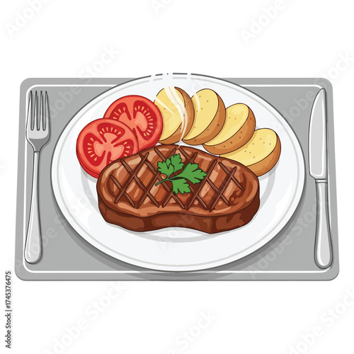 Steak Food Vector Illustration