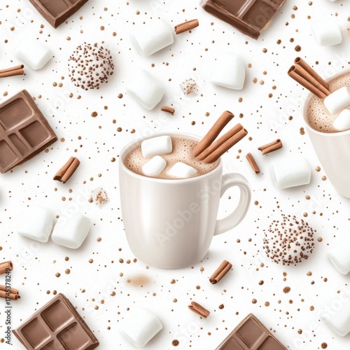 Cocoa and marshmallows. Generative AI