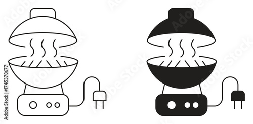 Electric grill icon set, vector illustration .