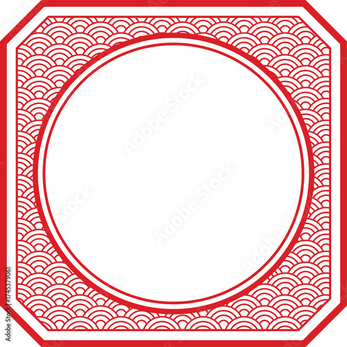 border and frame of chinese traditional ornament with wave background