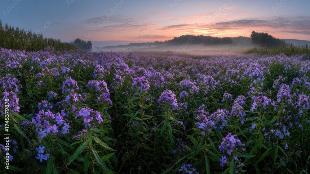 Fototapeta premium Phlox field at Dawn
