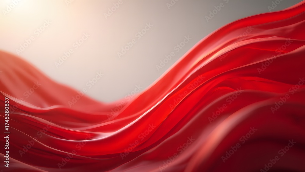 Obraz premium Flowing red fabric with soft light and subtle texture