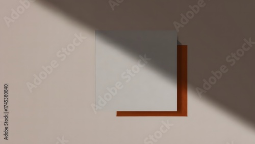 Abstract composition with a wooden frame and soft shadows