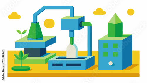 A conceptual image of renewable materials being loaded into a 3D printer emphasizing sustainability within the additive manufacturing process.