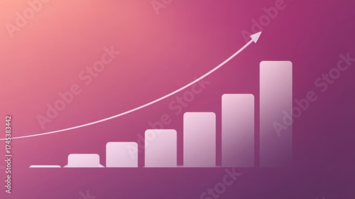 Free Download An upward trending bar graph on a gradient purple background shows five increasing bars with a curved arrow emphasizing  - GFXLoad