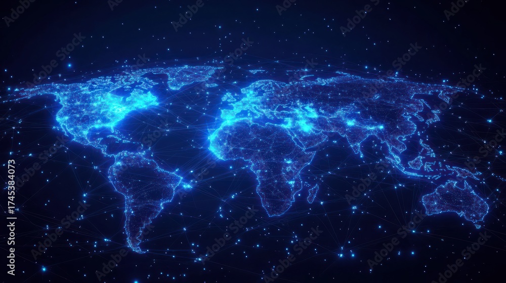 Obraz premium Global Network Map - Abstract World Connections