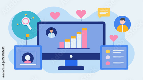 A desktop setup with analytics dashboards open visualizing engagement rates and audience interactions derived from influencer campaigns.