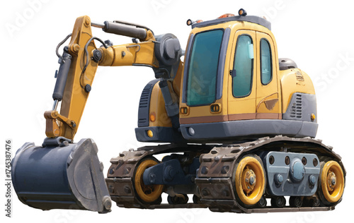 Cartoon excavator ready to dig and build, perfect for construction, design, children's books, and themed birthday parties, a playful and engaging illustration