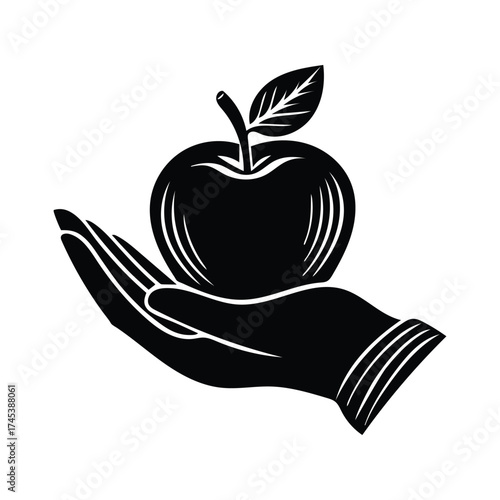 3d illustration of hand holding an apple isolated on white background, a symbol of health, nutrition, and generosity